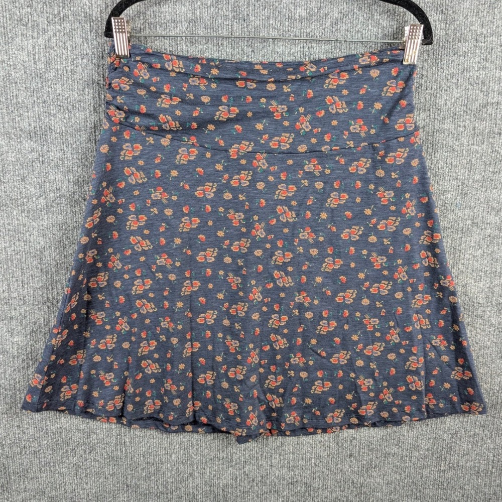 Toad&Co Skirt M Navy Blue Floral Ribbed Mini Organic Cotton Tencel